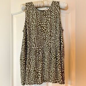 LOFT Olive and White Patterned Top